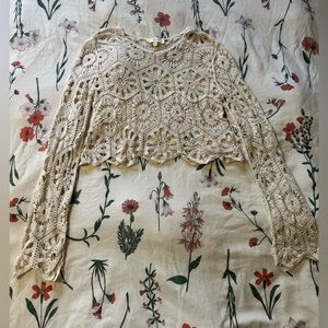 🔴DONATING SOON🔴 Rebellion Cream Cropped Crochet Knitwear